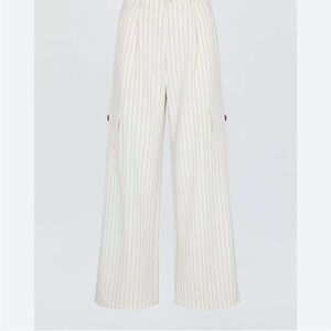 Striped Cream Wide-Leg Pants